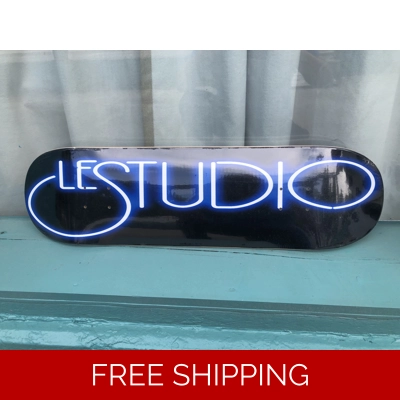 Le Studio Skateboard White & Blue Logo